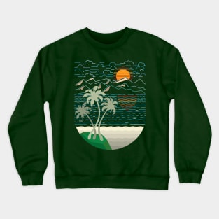 Coconut tree in the sunset beach Crewneck Sweatshirt